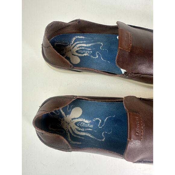 Olukai Nalukai Slip On Shoes Brown Leather Loafer Fold Down Heel Men\'s Size 8.5 main image 8